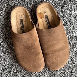 Brown Suede Slip-On Mules